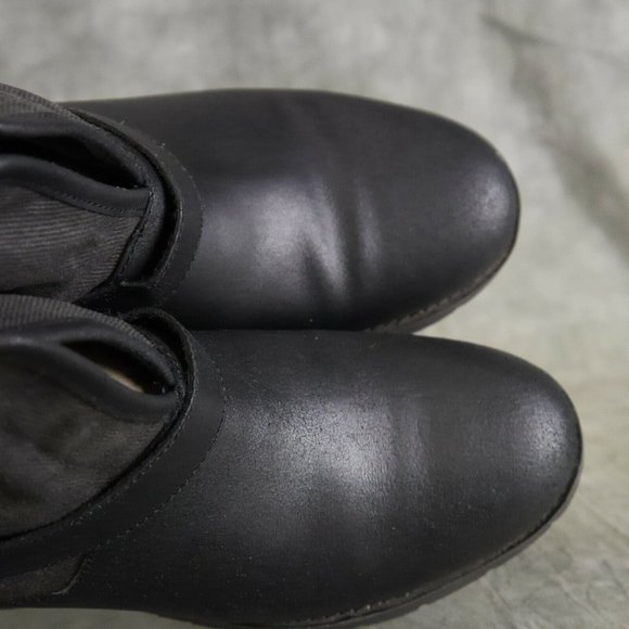 North Face BLACK/GRY Leather & Canvas BALLARD II PULL ON Ankle Boots Size 9 ANB - Picture 2 of 12